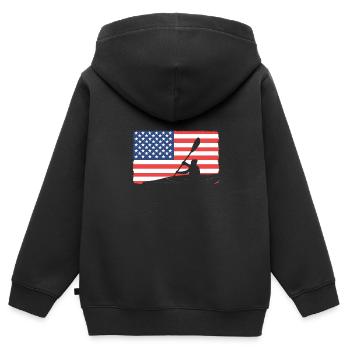 Kajak Kajakfahren Kanu Kanusport - Kinder Premium Organic Zip Hoodie - Schwarz - Hinten - AI Model Kid Male (0cm)
