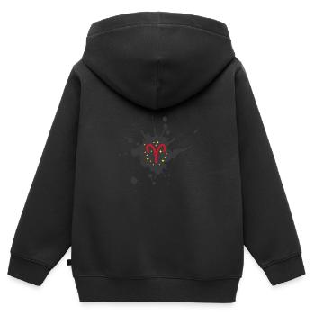 Sternzeichen Widder - Kinder Premium Organic Zip Hoodie - Schwarz - Hinten - AI Model Kid Male (0cm)