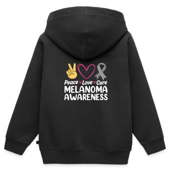 Hautkrebs Melanom - Kinder Premium Organic Zip Hoodie - Schwarz - Hinten - AI Model Kid Male (0cm)