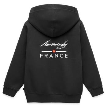 Normandie Urlaub Frankreich Strand Normannisch - Kinder Premium Organic Zip Hoodie - Schwarz - Hinten - AI Model Kid Male (0cm)