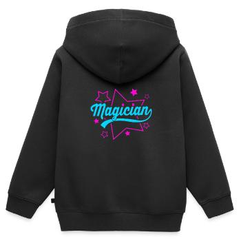 Zauberer - Kinder Premium Organic Zip Hoodie - Schwarz - Hinten - AI Model Kid Male (0cm)