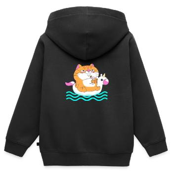 Pool Party - Kinder Premium Organic Zip Hoodie - Schwarz - Hinten - AI Model Kid Male (0cm)