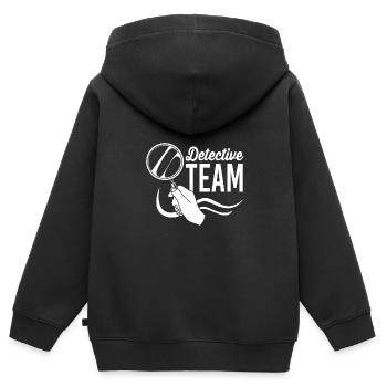 Détective - Sweat Premium à capuche zippé enfant bio - noir - Dos - AI Model Kid Male (0cm)