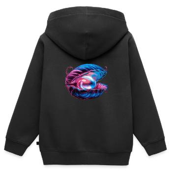 Muschel mit einer Perle für einen Strandmuschel - Kinder Premium Organic Zip Hoodie - Schwarz - Hinten - AI Model Kid Male (0cm)