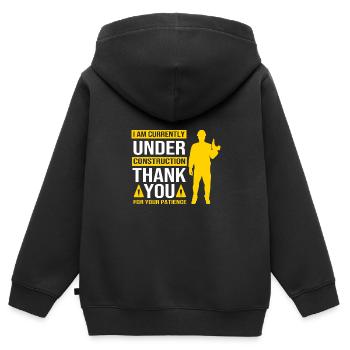 Chantier de construction - Sweat Premium à capuche zippé enfant bio - noir - Dos - AI Model Kid Male (0cm)