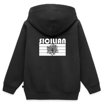Sicilia Autonomie Mittelmeer Insel Trinacria - Kinder Premium Organic Zip Hoodie - Schwarz - Hinten - AI Model Kid Male (0cm)