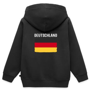 Deutschland - Kinder Premium Organic Zip Hoodie - Schwarz - Hinten - AI Model Kid Male (0cm)