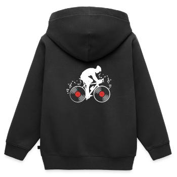 Vinyl - Kinder Premium Organic Zip Hoodie - Schwarz - Hinten - AI Model Kid Male (0cm)