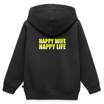 Happy Wife Happy Life Engagement Marriage - Kinder Premium Organic Zip Hoodie - Schwarz - Hinten - AI Model Kid Male (0cm)