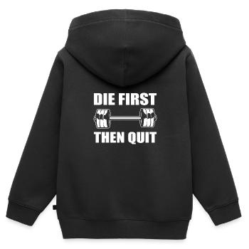 Fitness Fitnesstrainer Fitnessstudio - Kinder Premium Organic Zip Hoodie - Schwarz - Hinten - AI Model Kid Male (0cm)