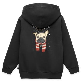 Bully Weihnacht - Kinder Premium Organic Zip Hoodie - Schwarz - Hinten - AI Model Kid Male (0cm)