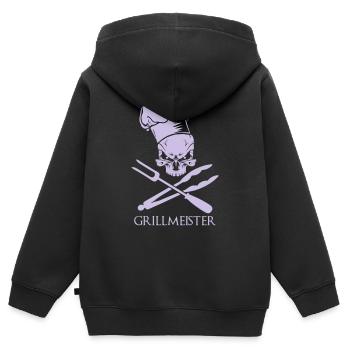 Grillmeister - Kinder Premium Organic Zip Hoodie - Schwarz - Hinten - AI Model Kid Male (0cm)