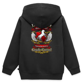 Stolzer Niedersachse – Herkunft und Ehre - Kinder Premium Organic Zip Hoodie - Schwarz - Hinten - AI Model Kid Male (0cm)