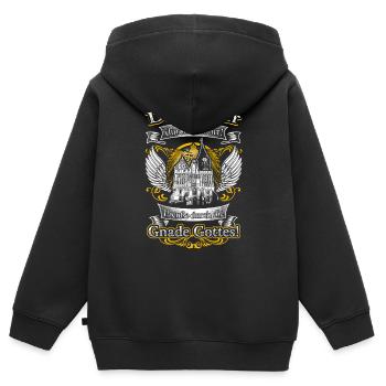 Stolzer Preuße – Heimat und Tradition durch Gott - Kinder Premium Organic Zip Hoodie - Schwarz - Hinten - AI Model Kid Male (0cm)