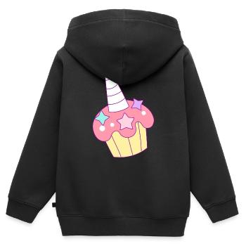 Einhorn Torte Törtchen rosa Stern - Kinder Premium Organic Zip Hoodie - Schwarz - Hinten - AI Model Kid Male (0cm)