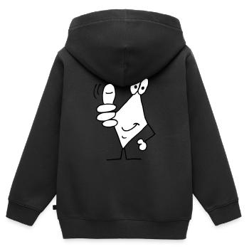Daumen hoch - Kinder Premium Organic Zip Hoodie - Schwarz - Hinten - AI Model Kid Male (0cm)
