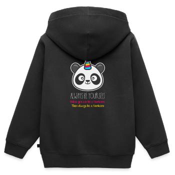 Cadeau Pandicorn Panda Unicorn Fantasy Trend - Sweat Premium à capuche zippé enfant bio - noir - Dos - AI Model Kid Male (0cm)