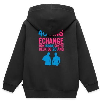 40 ans anniversaire echange homme deux 2 - Sweat Premium à capuche zippé enfant bio - noir - Dos - AI Model Kid Male (0cm)