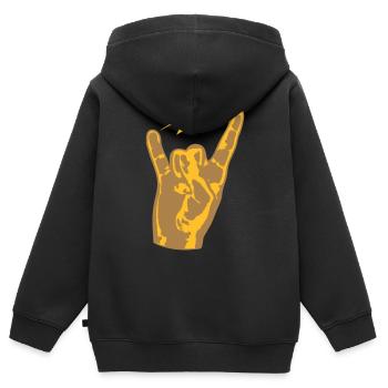 hand finger heavy metal hard rock konzert musik pa - Kinder Premium Organic Zip Hoodie - Schwarz - Hinten - AI Model Kid Male (0cm)