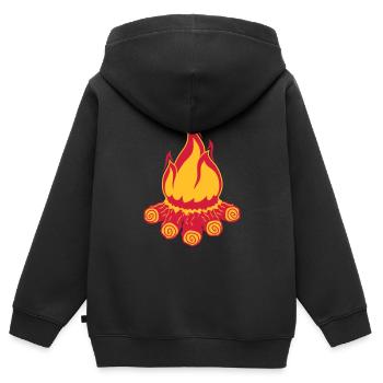 camp campeur camping soir soir campeur bois - Sweat Premium à capuche zippé enfant bio - noir - Dos - AI Model Kid Male (0cm)