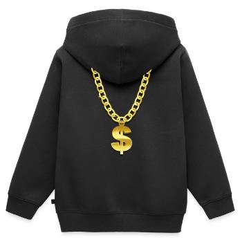 goldene Halskette - Kinder Premium Organic Zip Hoodie - Schwarz - Hinten - AI Model Kid Male (0cm)