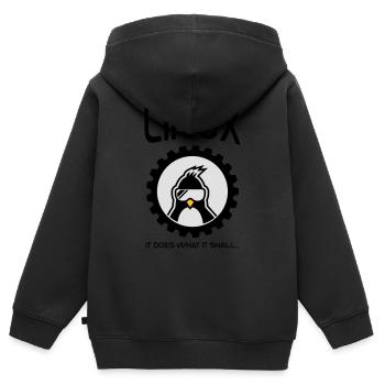 Linux fait ce qu'il doit - Sweat Premium à capuche zippé enfant bio - noir - Dos - AI Model Kid Male (0cm)