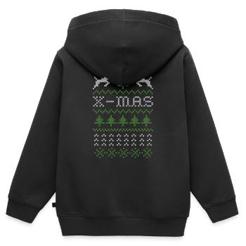 X-mas ugly sweater design for red - Kinder Premium Organic Zip Hoodie - Schwarz - Hinten - AI Model Kid Male (0cm)