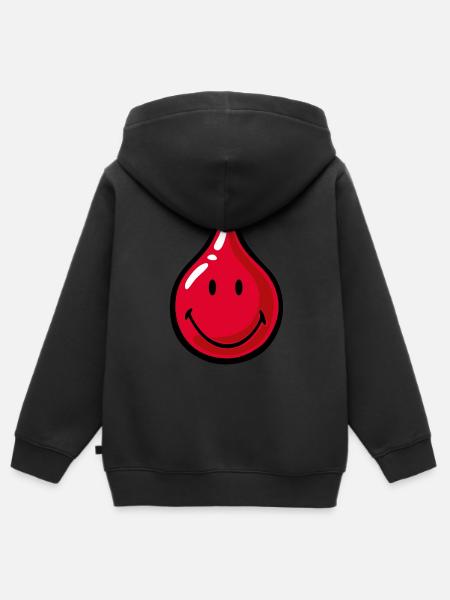 Smiley Blood Droplet - Kinder Premium Organic Zip Hoodie - Schwarz