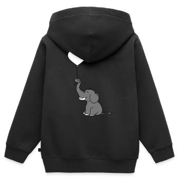 luftballon herz form liebe elefant gluecklich nied - Kinder Premium Organic Zip Hoodie - Schwarz - Hinten - AI Model Kid Male (0cm)