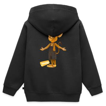 JoNaLu Mäuserich Jo - Kinder Premium Organic Zip Hoodie - Schwarz - Hinten - AI Model Kid Male (0cm)
