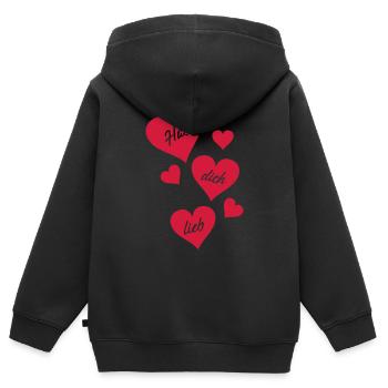 hab_dich_lieb - Kinder Premium Organic Zip Hoodie - Schwarz - Hinten - AI Model Kid Male (0cm)