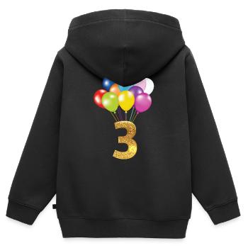 3 children birthday happy birthday - Kids Premium Organic Zip-up Hoodie - black - Back - AI Model Kid Male (0cm)