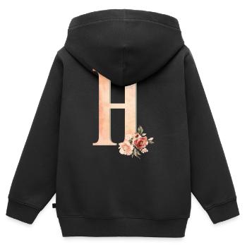 Letter H with flowers - Kids Premium Organic Zip-up Hoodie - black - Back - AI Model Kid Male (0cm)
