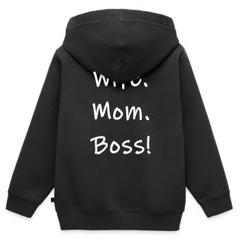 Wife Mom Boss Ehefrau Mutter Chef Powerfrau - Kinder Premium Organic Zip Hoodie - Schwarz - Hinten - AI Model Kid Male (0cm)
