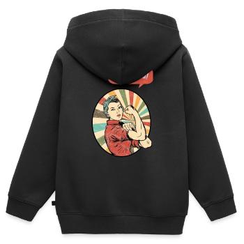 Women Power. We can do it - Kinder Premium Organic Zip Hoodie - Schwarz - Hinten - AI Model Kid Male (0cm)