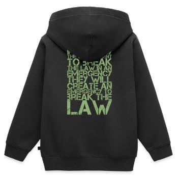 Tyrannie d’urgence - Sweat Premium à capuche zippé enfant bio - noir - Dos - AI Model Kid Male (0cm)