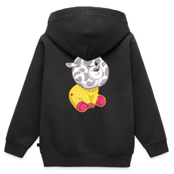 flauschiges Kuscheltier Giraffe mit Herz Punkti - Kinder Premium Organic Zip Hoodie - Schwarz - Hinten - AI Model Kid Male (0cm)