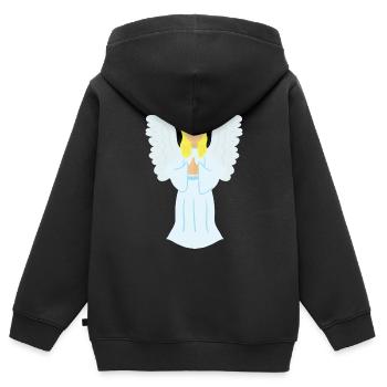 Ange - Sweat Premium à capuche zippé enfant bio - noir - Dos - AI Model Kid Male (0cm)