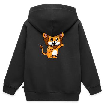 Mignon petit bébé lion - Sweat Premium à capuche zippé enfant bio - noir - Dos - AI Model Kid Male (0cm)