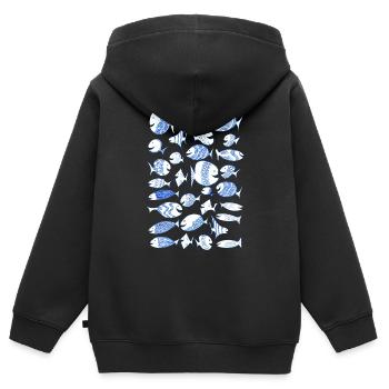 freche Fische Fischschwarm Meer Urlaub Kulifisch - Kinder Premium Organic Zip Hoodie - Schwarz - Hinten - AI Model Kid Male (0cm)