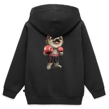 BOXING SLOTH 2022 - Kids Premium Organic Zip-up Hoodie - black - Back - AI Model Kid Male (0cm)