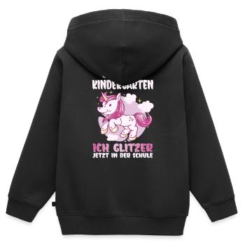 Ich glitzer jetzt in der Schule Einschulung - Kinder Premium Organic Zip Hoodie - Schwarz - Hinten - AI Model Kid Male (0cm)