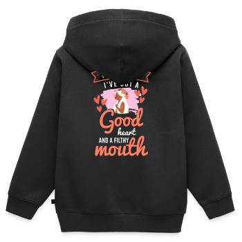 Superstition des qualités de la Vierge - Sweat Premium à capuche zippé enfant bio - noir - Dos - AI Model Kid Male (0cm)