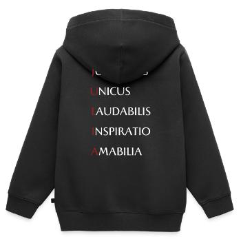 Julia - Kinder Premium Organic Zip Hoodie - Schwarz - Hinten - AI Model Kid Male (0cm)