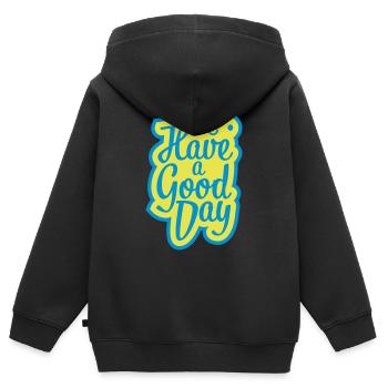 have a good day - Kinder Premium Organic Zip Hoodie - Schwarz - Hinten - AI Model Kid Male (0cm)