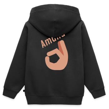 Amana - Sweat Premium à capuche zippé enfant bio - noir - Dos - AI Model Kid Male (0cm)