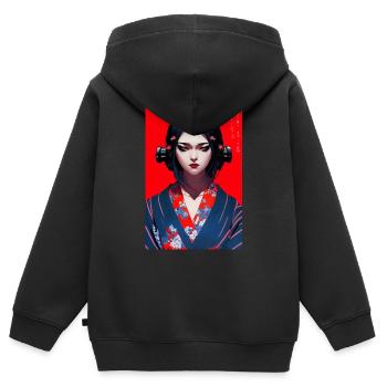 Anime Character - Kinder Premium Organic Zip Hoodie - Schwarz - Hinten - AI Model Kid Male (0cm)