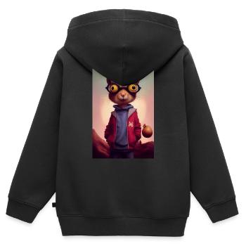 Chipmunk Écureuil Mignon - Sweat Premium à capuche zippé enfant bio - noir - Dos - AI Model Kid Male (0cm)