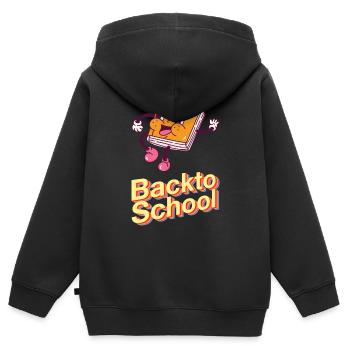 Retour à l’école - Sweat Premium à capuche zippé enfant bio - noir - Dos - AI Model Kid Male (0cm)