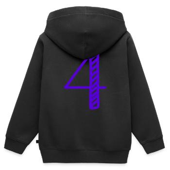 4 JAHRE. 4-jähriges Jubiläum. GEBURTSTAG 4 JAHRE. VIER - Kinder Premium Organic Zip Hoodie - Schwarz - Hinten - AI Model Kid Male (0cm)